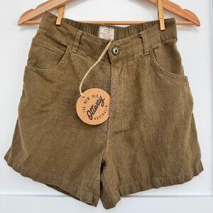 XS Ottway the label - Miller Shorts - Unisex Textured Linen Shorts - Khaki Green